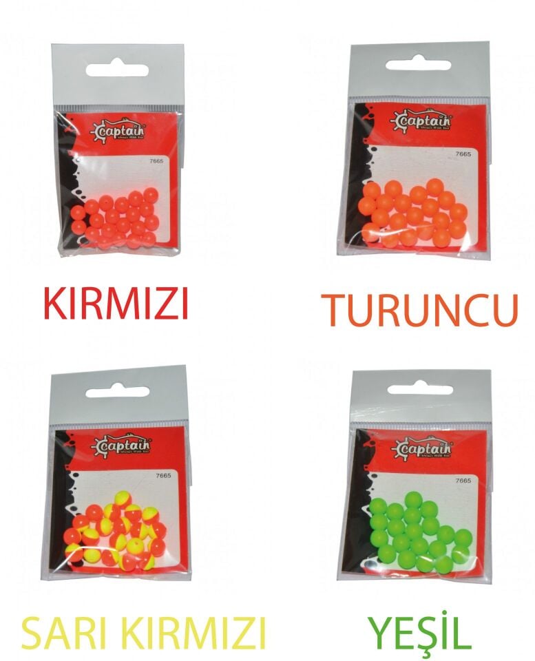 Captain 7665 Renkli Boncuk Yuvarlak 75mm Plastik Boncuk 20li Paket