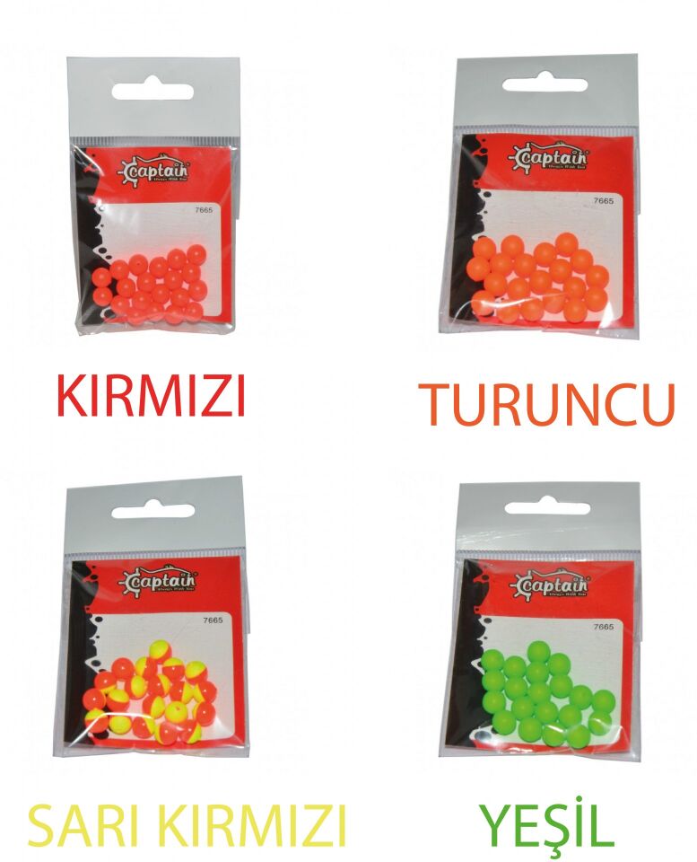 Captain 7665 Renkli Boncuk Yuvarlak 75mm Plastik Boncuk 20li Paket