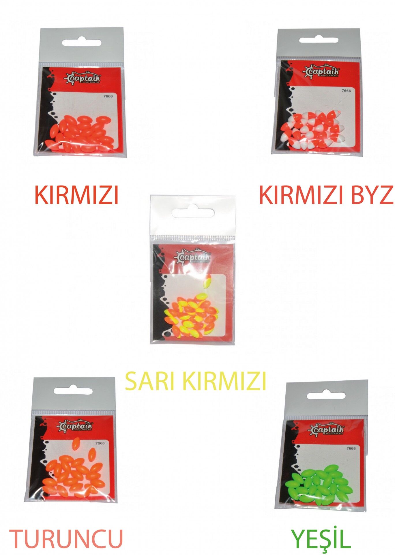 Captain 7666 Renkli Boncuk Oval 110mm Plastik Boncuk 20li Paket
