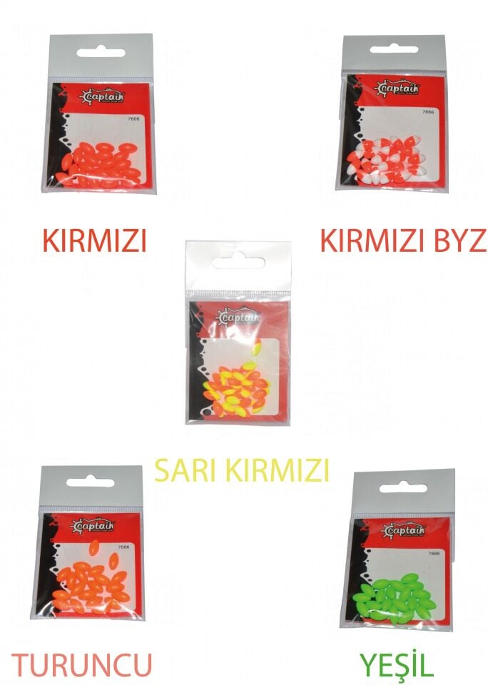 Captain 7666 Renkli Boncuk Oval 110mm Plastik Boncuk 20li Paket