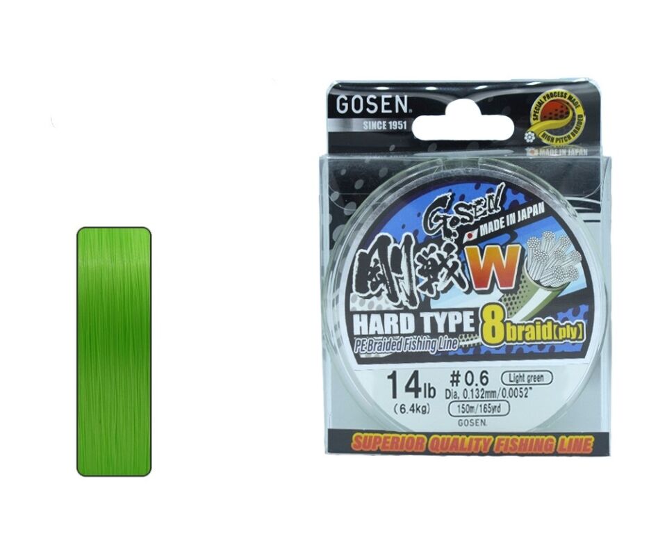 Gosen W8 Hard Type PE 8 Örgü Spin İp Misina 150mt Açık Yeşil 0.4 PE