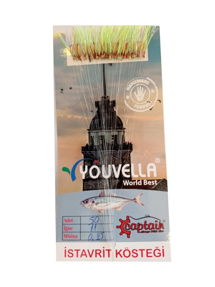 İstavrit Kösteği UV-GLOW Simli Youvella Kartonda 50 Kırmızı İğne 0.15mm Köstek