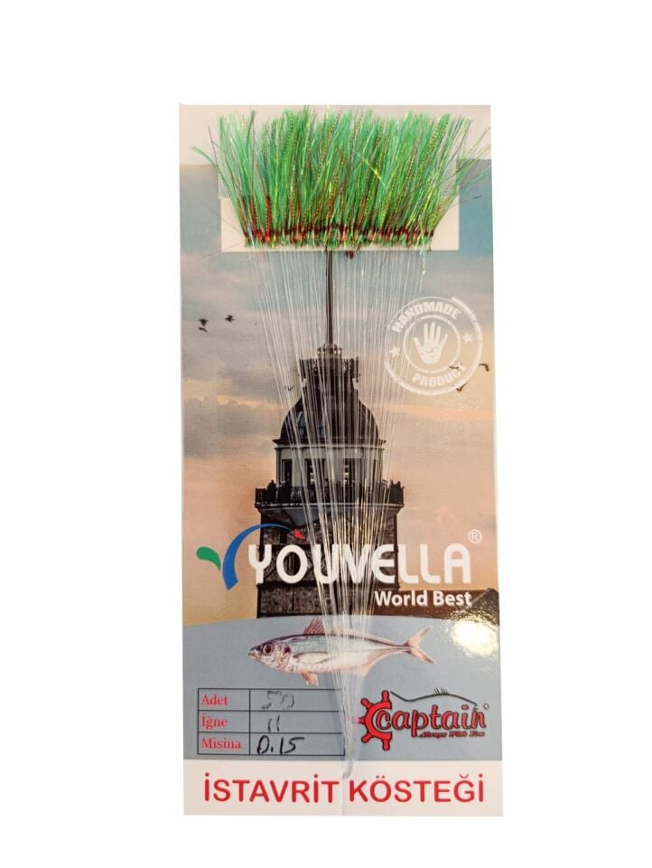 İstavrit Kösteği UV-GLOW Simli Youvella Kartonda 50 Kırmızı İğne 0.15mm Köstek