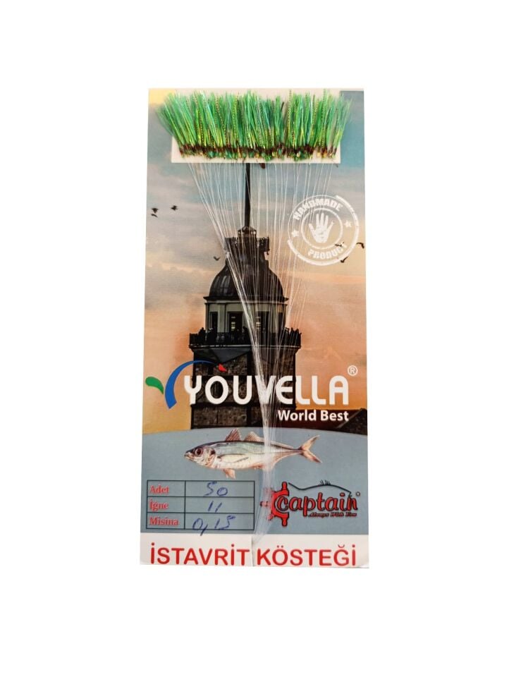 İstavrit Kösteği UV-GLOW Simli Youvella Kartonda 50 Sarı İğne 0.15mm Köstek
