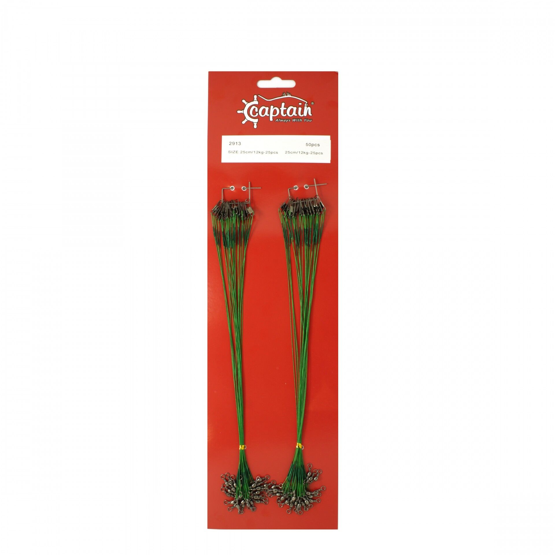Captain 2913 Çelik Tel Kartela 25 cm Set 6 Kat 12 kg Çeker 50li Paket Yeşil