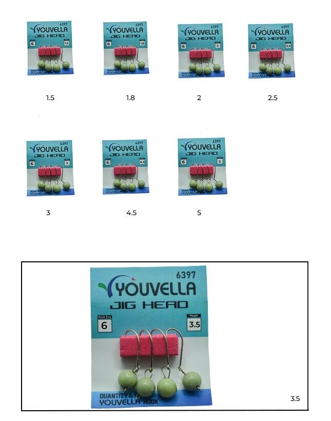 Youvella 6397 Mafsallı LRF Jig Head Glow Head 4lü Paket