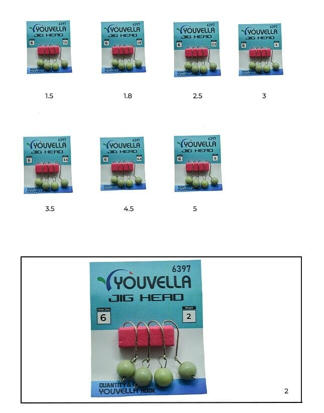 Youvella 6397 Mafsallı LRF Jig Head Glow Head 4lü Paket