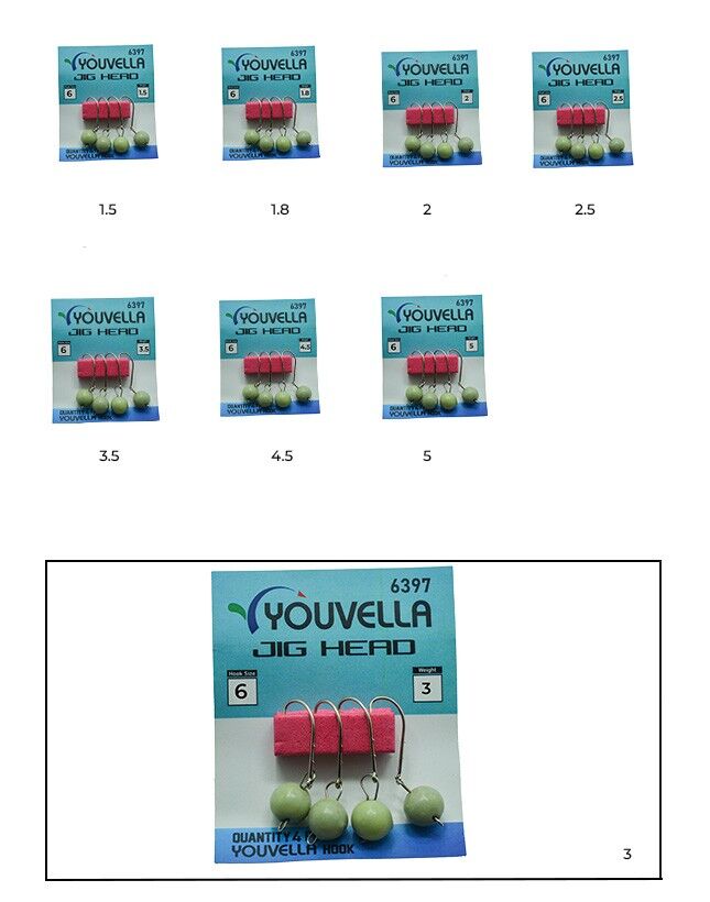 Youvella 6397 Mafsallı LRF Jig Head Glow Head 4lü Paket