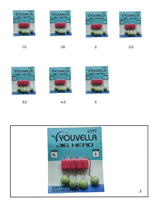 Youvella 6397 Mafsallı LRF Jig Head Glow Head 4lü Paket