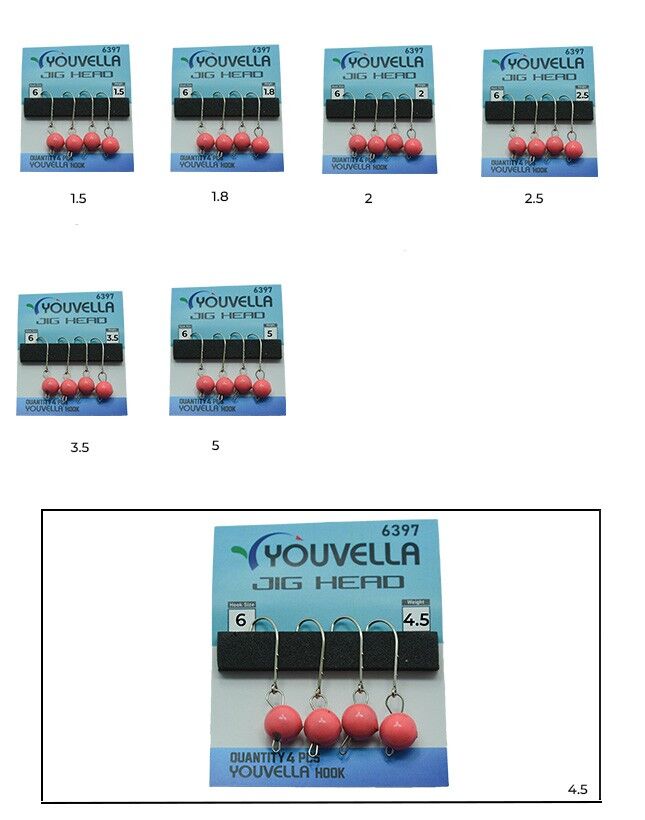 Youvella 6397 Mafsallı LRF Jig Head Pink Glow Head 4lü Paket