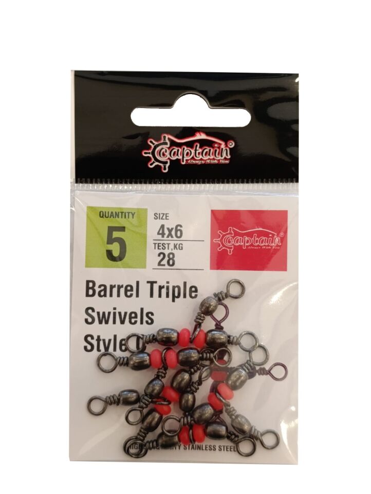 Captain 5129 Üçlü Boncuklu T Fırdöndü 6lı Paket Black Nikel
