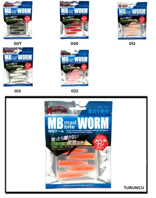 Captain 3518 Mad Bite Earth Worm 4 cm Aromalı LRF Silikon Yem 8li Set