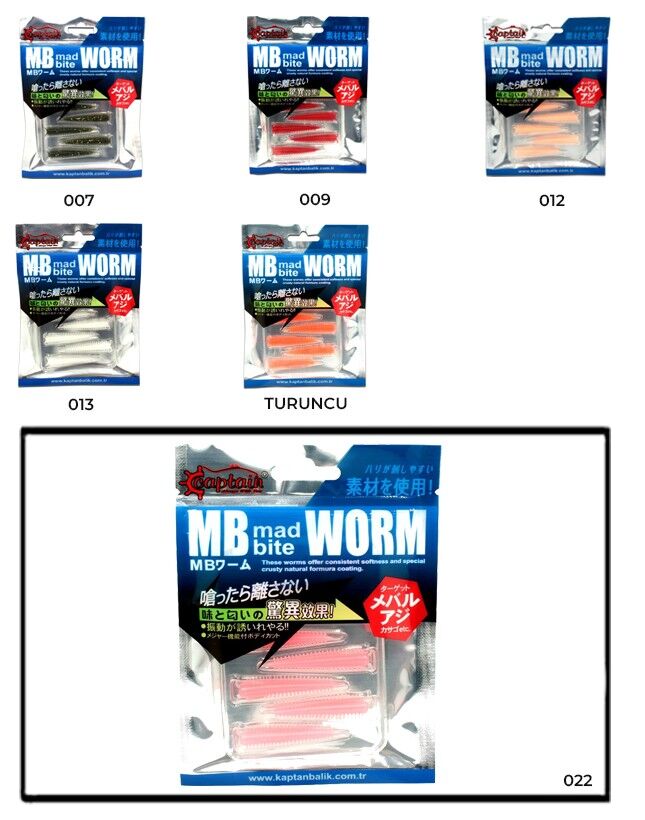 Captain 3518 Mad Bite Earth Worm 4 cm Aromalı LRF Silikon Yem 8li Set