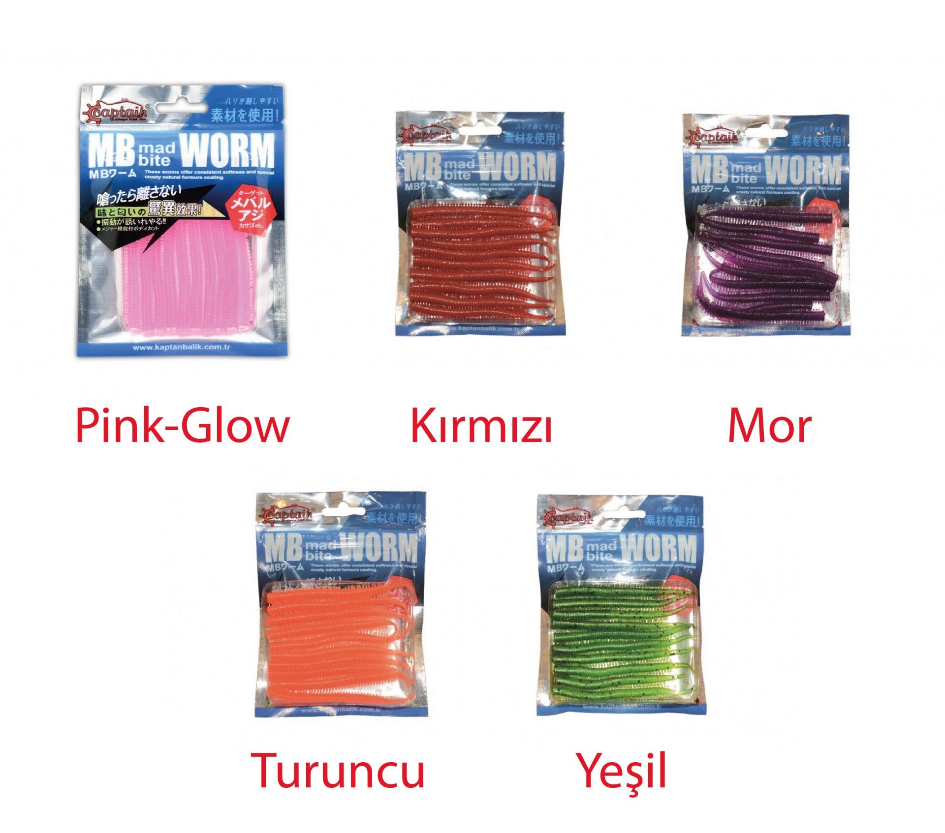 Captain 3523 Mad Bite Eart Worm 8cm Aromalı LRF Silikon Yem 10lu Set